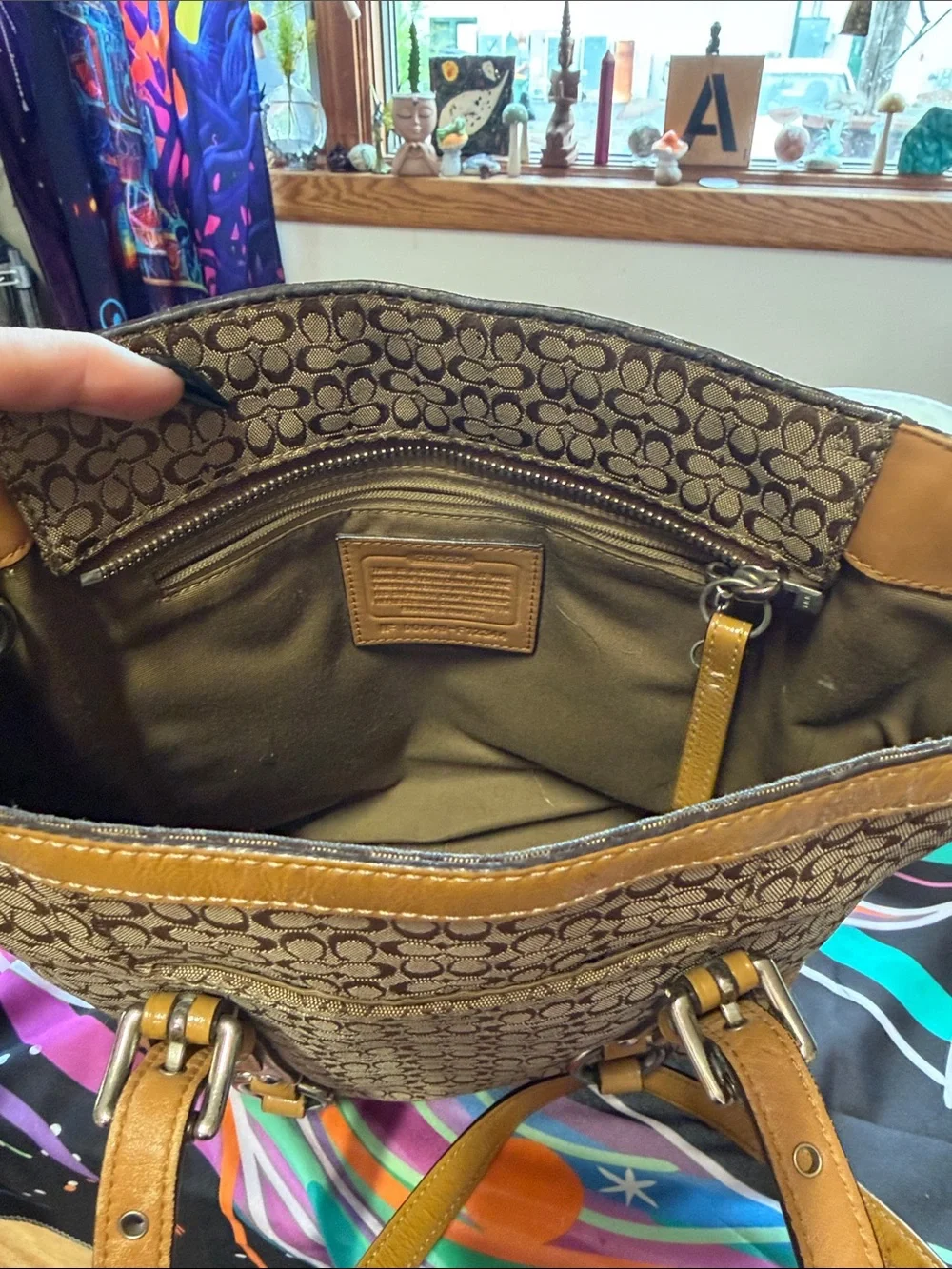 Coach Brown and Tan Signature Canvas Tote